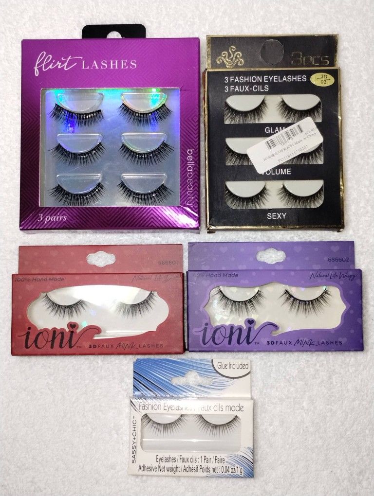 Lot of 5 Mixed False Eyelashes Various Styles β Brand New