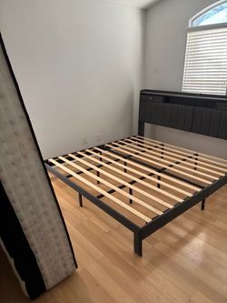 King  Bed Frame with Storage Headboard