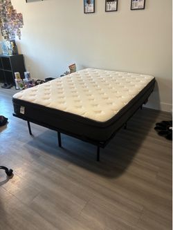 Full Size Floating Bed and Mattress with LED Lights
