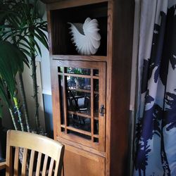 Two Left/ Right Cabinets Bookcases Storage Solid Wood Mission Style Glass Cabinetry