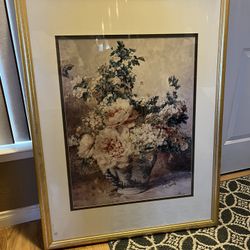 Floral Print 43x 32 Flowers In Blue Vase 