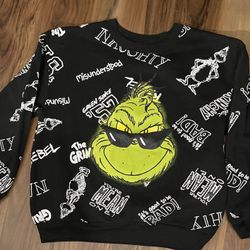 The Grinch Christmas Sweatshirt - Bad, Mean Naughty, Ugly Sweater- Christmas Sweater Size Large 