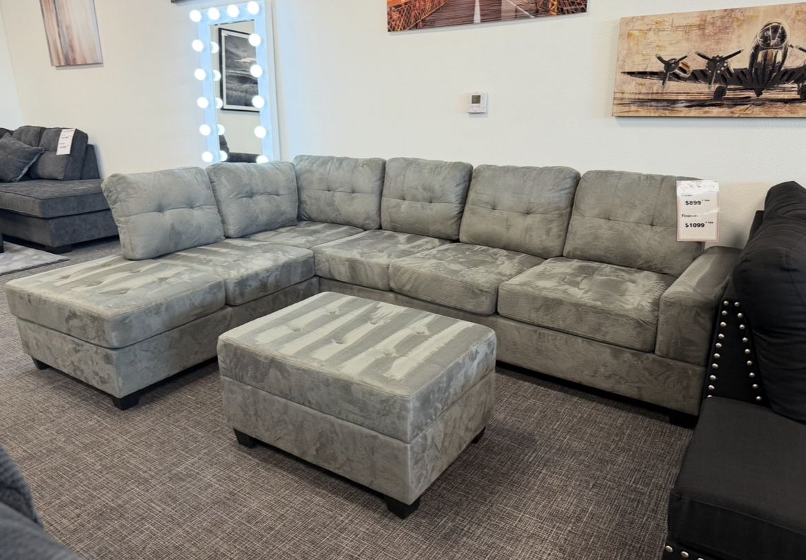 πͺ Light Gray Sectional w/ Storage Ottoman β $899 Deal!