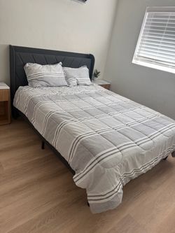 Queen bed frame with mattress
