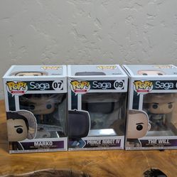 Funko Pop! Comics – Saga Lot (3 Pops)
Includes Marko (#07), Prince Robot IV (#09), and The Will.