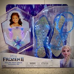 Disney Frozen 2 Elsa the Snow Queen Accessory Set, Includes Shoes, Earrings & Necklace - Perfect for Costume Dress-Up or Pretend Play