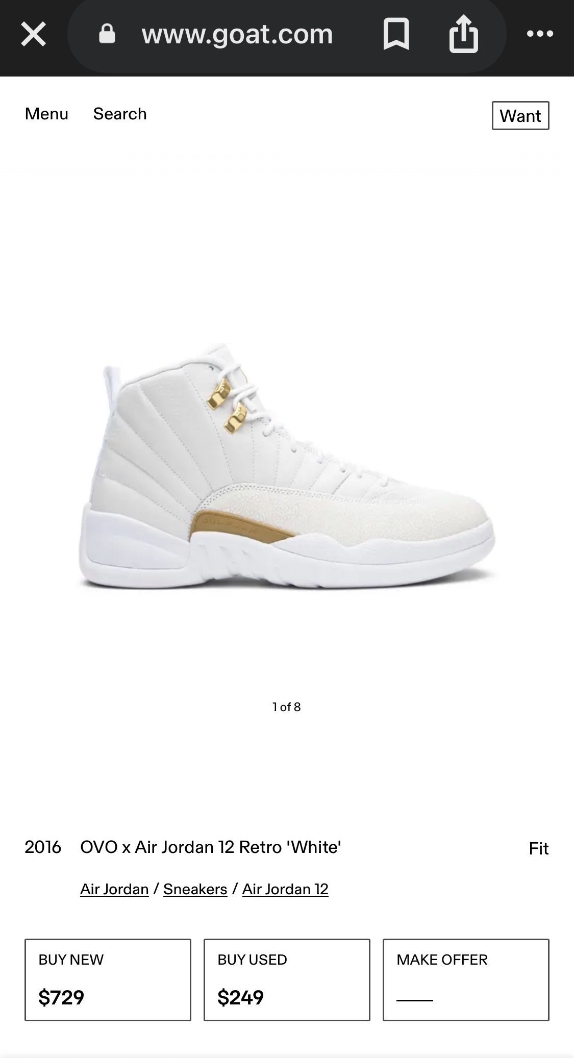 OVO x Air Jordan 12 Retro 'White