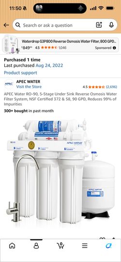 APEC RO-90 under sink Reverse Osmosis water filter system