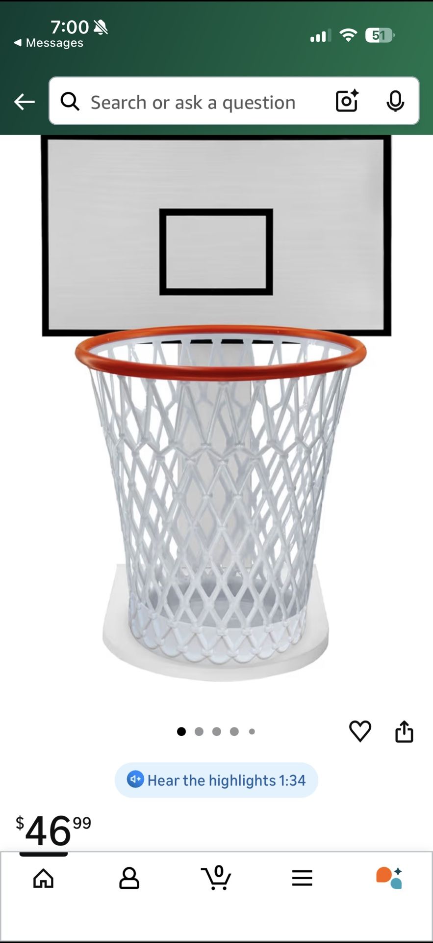 Basketball Hoop Trash Can 