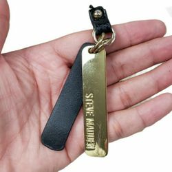 Steve Madden Gold & Faux Leather Keychain 