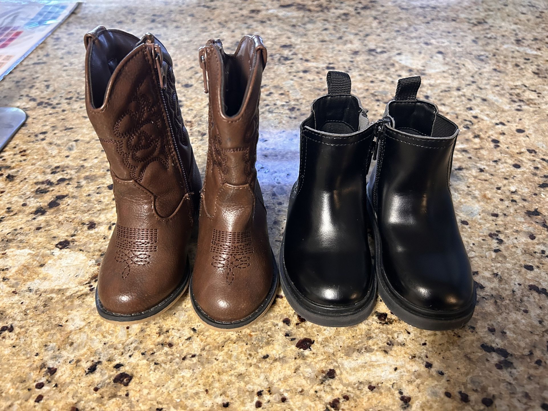 Baby Girl Boots Brown Are Size 5 And Black Are 5.5