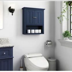 Fremont 23 in. W x 7 in. D x 26 in. H Bathroom Storage Wall Cabinet in Navy Blue