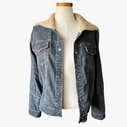 Women’s Jean Jacket with Sweater Collar & Sleeves Size M