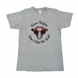 Tultex 202 Adult M Gray Crew Neck Short Sleeve Texas Heifers No Bull Tee Shirt