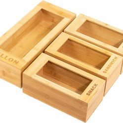 Ziplock Bag Storage Organizer for Drawer - Bamboo Kitchen Food Storage Bag Organizer Holder, Gallon Quart Snack and Sandwich Bag Dispenser Compatible 