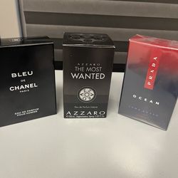 Prada,azzaro,blue de channel