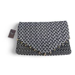 Abercrombie and Fitch black and white clutch with gold accents 