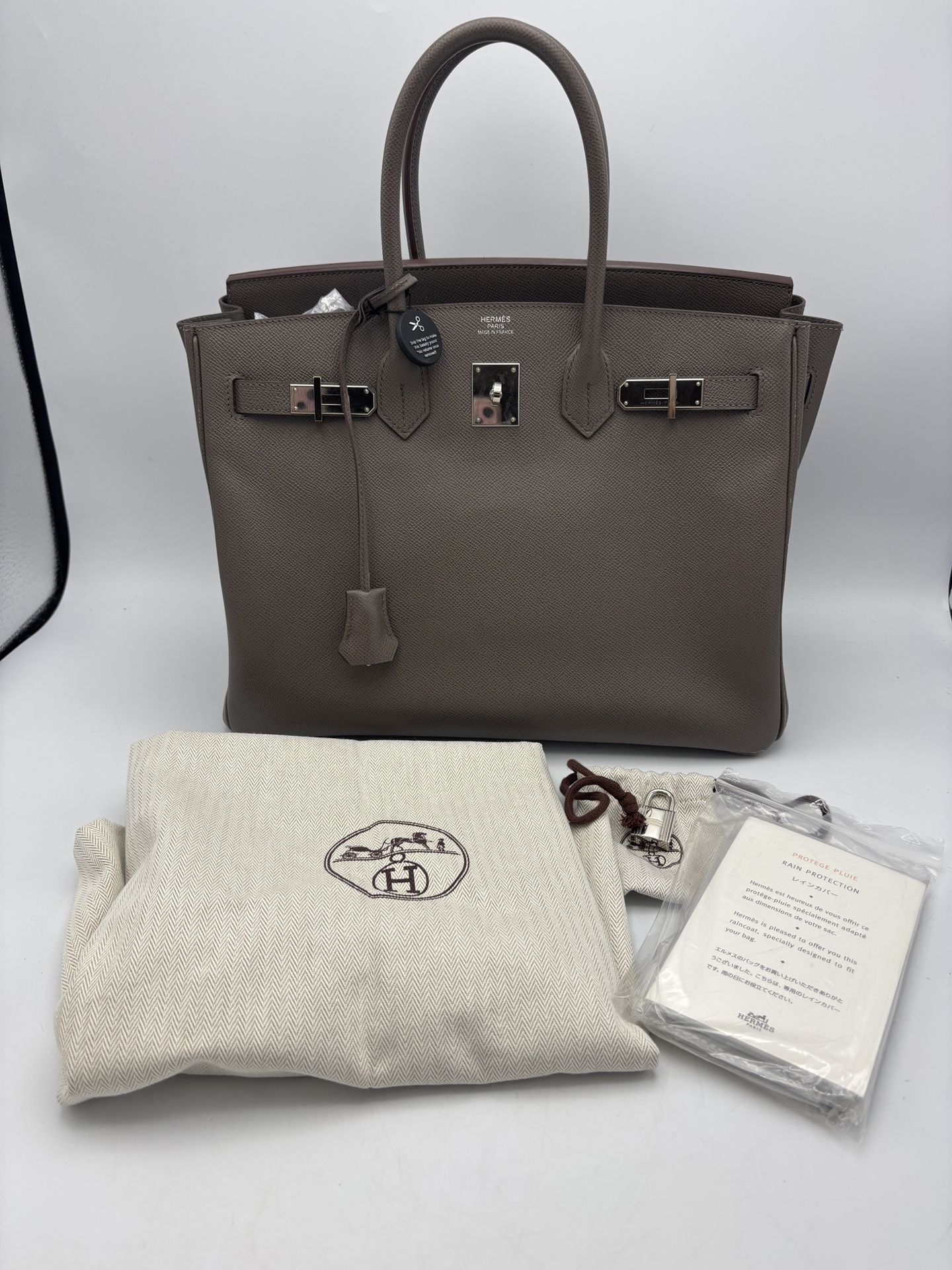 Hermes Birkin 35 Epson Gris Etain Handbag with dustcloth