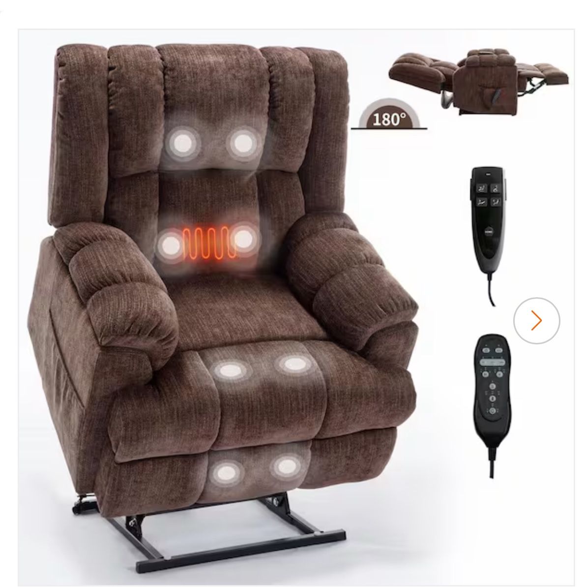 Swivel Padded Sling Outdoor Dining Chair Set, Dual Motor Massage Chair Massage and Lumbar Heating‼️