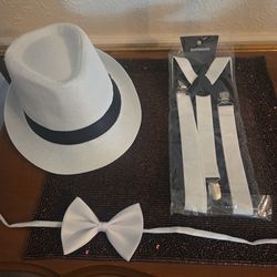 1920's Man's Hat, Suspenders, bow tie.