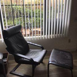 IKEA Leather Chair And Ottoman 