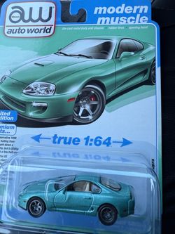 New AW 1998 TOYOTA SUPRA CARIBBEAN GREEN 1:64 DIECAST AUTO WORLD 64522-AWSP209 B