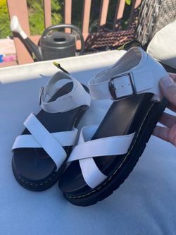 Womens DM inspired white strap Sandals Sz10