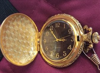 Gold-Tone Quartz Pocket Watch