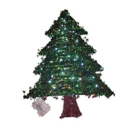 Vintage Christmas Tinsel Tree Decor LED Changing Lights