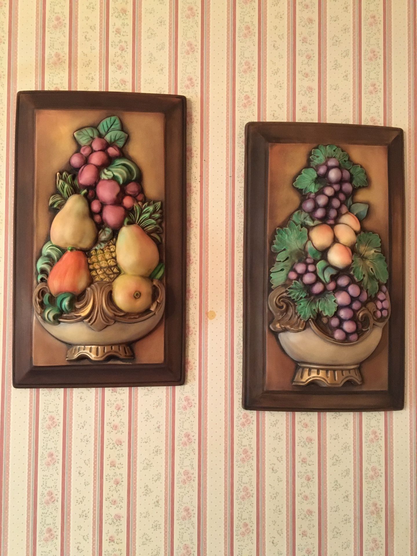 Vintage Ceramic Fruit Topiary Plaques