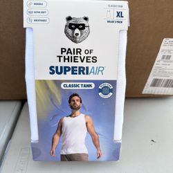 Pair of Thieves Men's 3pk SuperiAir Cotton Tank Top - White XL: Tagless, Crew Neck, Sleeveless, Jersey Fabric