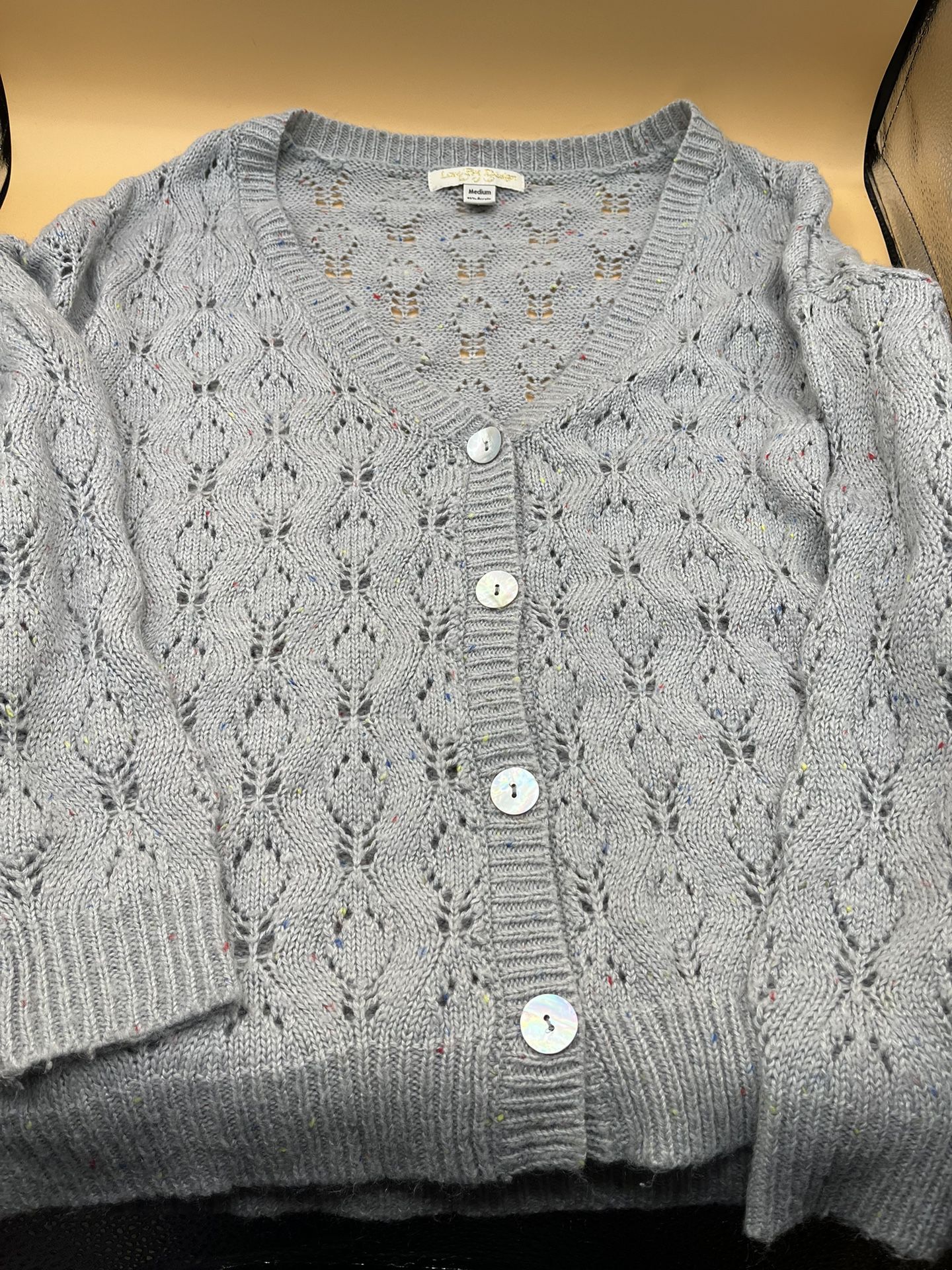 Love By Design Medium Button Up Cardigan Sweater Grey