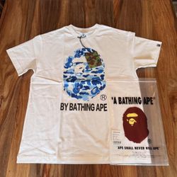 BAPE Blue Camo White T Shirt Size Small