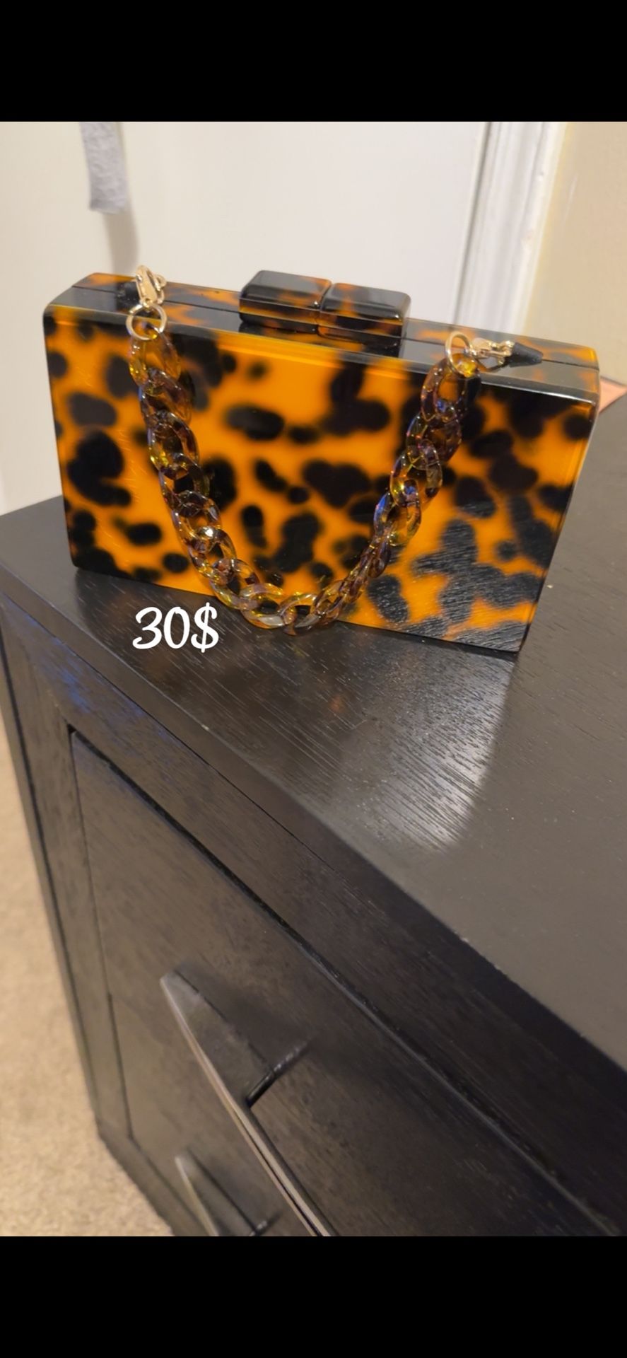 Black And Brown Leopard Skin Purse