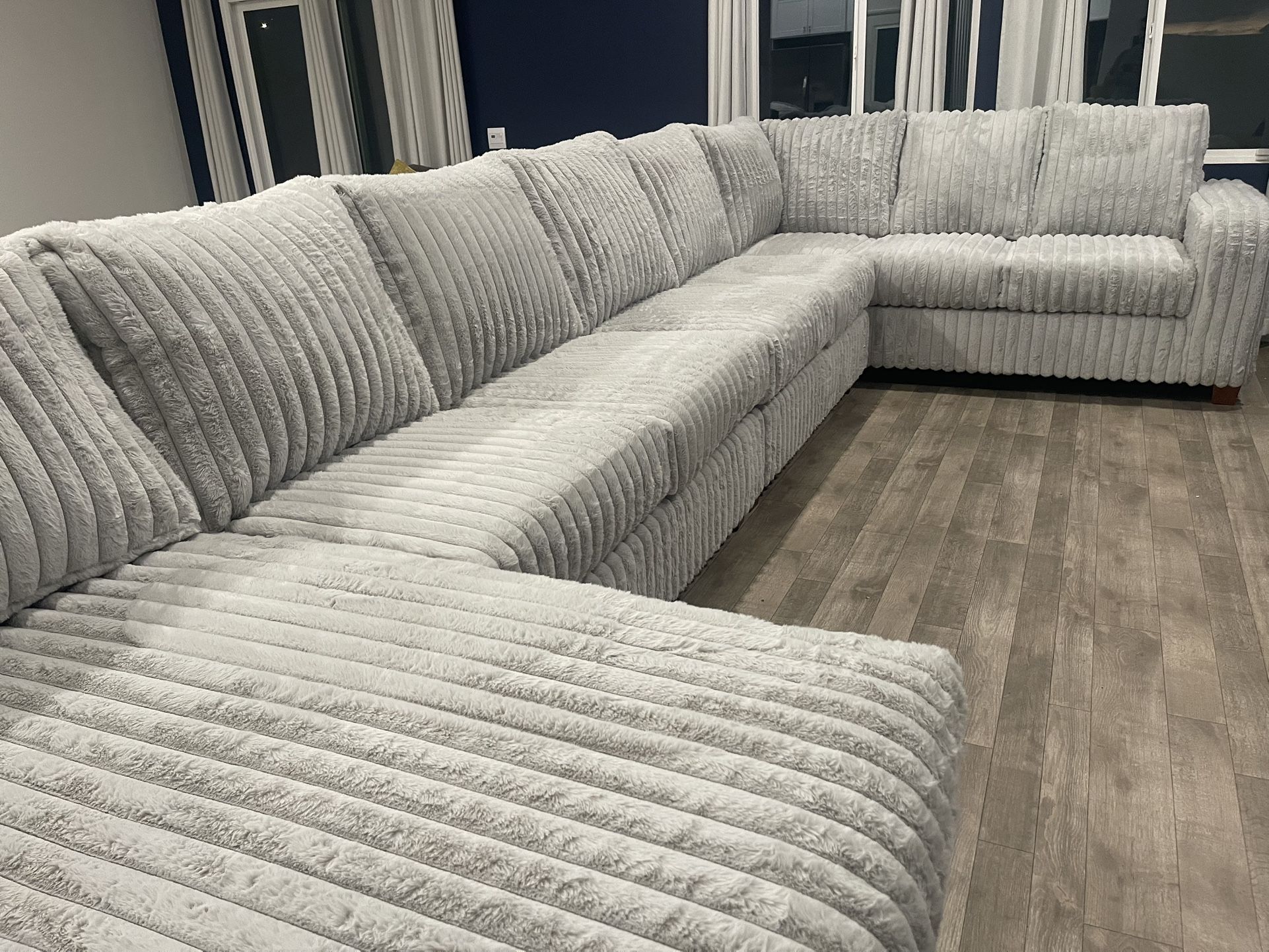 17 Foot Extra Large Sectional - Soft Fur Like Corduroy & Extra Wide Chaise