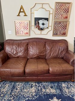 Leather couch and  love seat