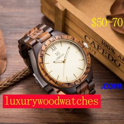 Vintage Men's Solid Wood Watch Black Quartz Watch Christmas Gift for Boyfriend Father