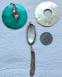 3 Large Summer Shell Pendants For Jewelry Making