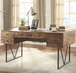 Coaster Analiese 63” Industrial Writing Desk | Antique Nutmeg | Great Condition