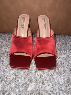 Red Suede Mule Heels