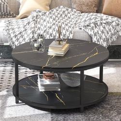 Round Faux Marble Coffee Table