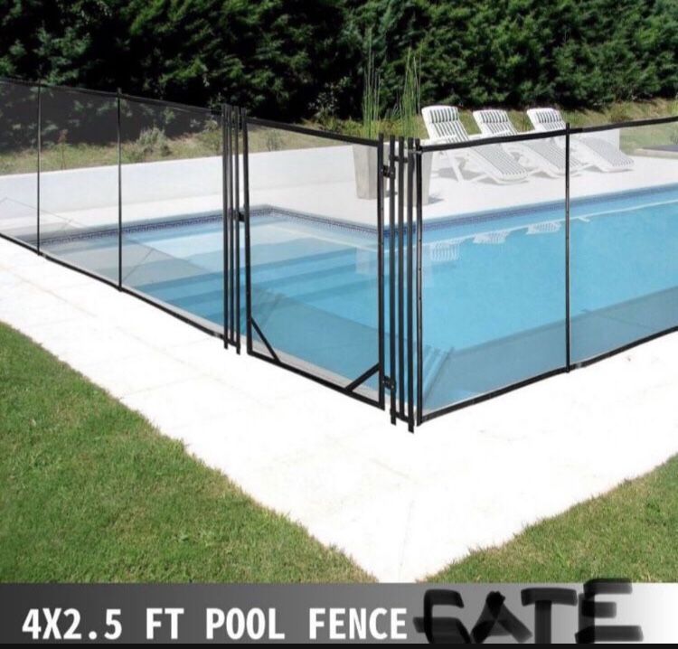 Pool Fence Gate 4x2.5 ft, Pool Safety Fence Gate Kit Powder Coated Aluminum Pipe, Pool Fence