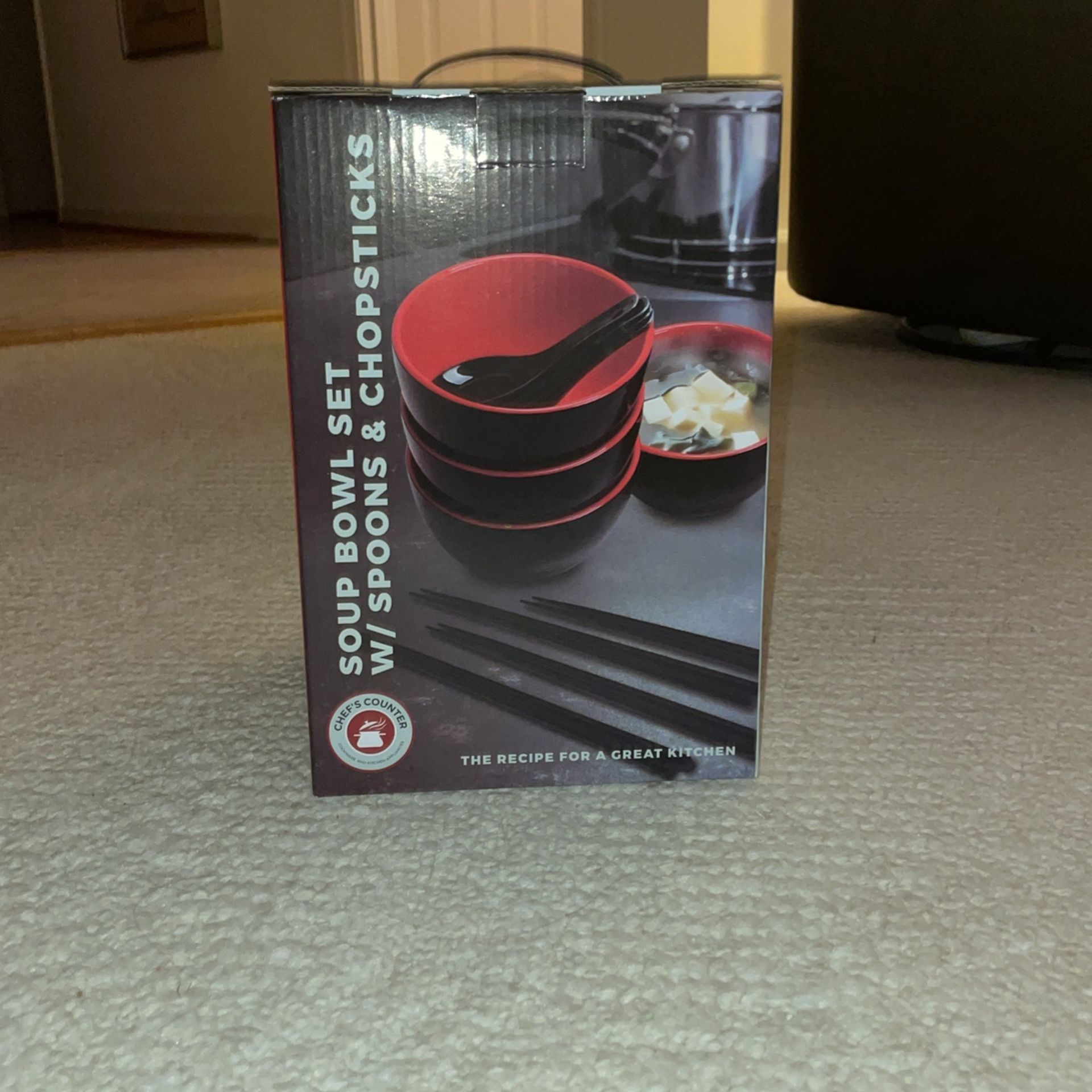 Soup Bowl Set w/ Spoons & Chopsticks . Brand New