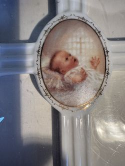 Baby White Porcelain Cross Roman Inc. God's Treasure Kathryn A. Fincher 1998