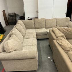 Large Biege tan sectional couch