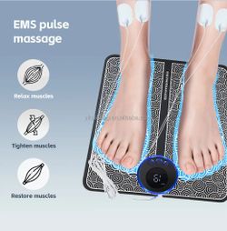 EMS Foot Massager Mat for Neuropathy-Feet Massager with Remote Control, 4 Body Pads, 2-in-1 Back Massager & Legs Foot Massage with 8 Modes, 19 Levels