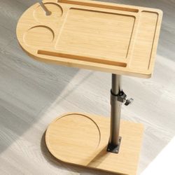 360° Rotatable Sofa Tray Table for Couch Arm - Height Adjustable End Table for Bed or Chair with Phone & Tablet Slots, TV Tray Table, Side Table Tray 