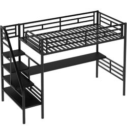 Metal Loft Bed With Desk