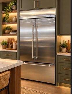 42” Stainless Steel Kitchenaid French Door Bottom Freezer  Built in Refrigerator