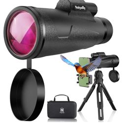 12x50 HD Monocular Telescope for Smartphone Monoculars for Adults High Powered Compact Handheld Telescope with Tripod, Hand Strap Waterproof Monocular